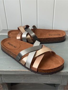 Madeline Women's Slide Sandals Metallic Colors Summer Shoes NEW Size 7.5